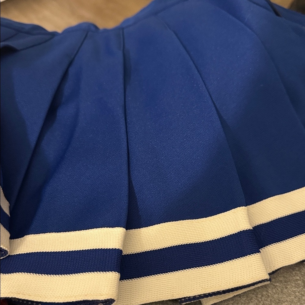 Elegant Blue Skater Skirt with White Accents​